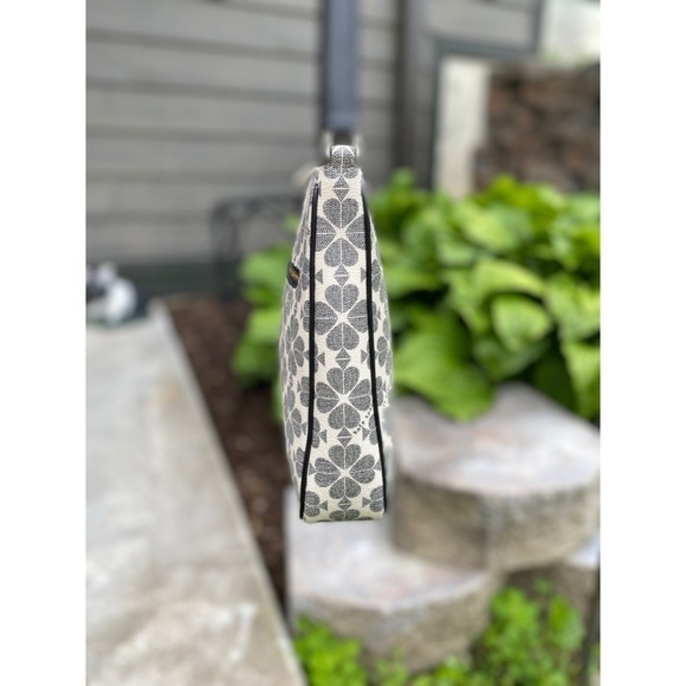 Kate Spade Spade Flower Jacquard Large Swingpack Crossbody Bag Black Cream Purse - Picture 6 of 14